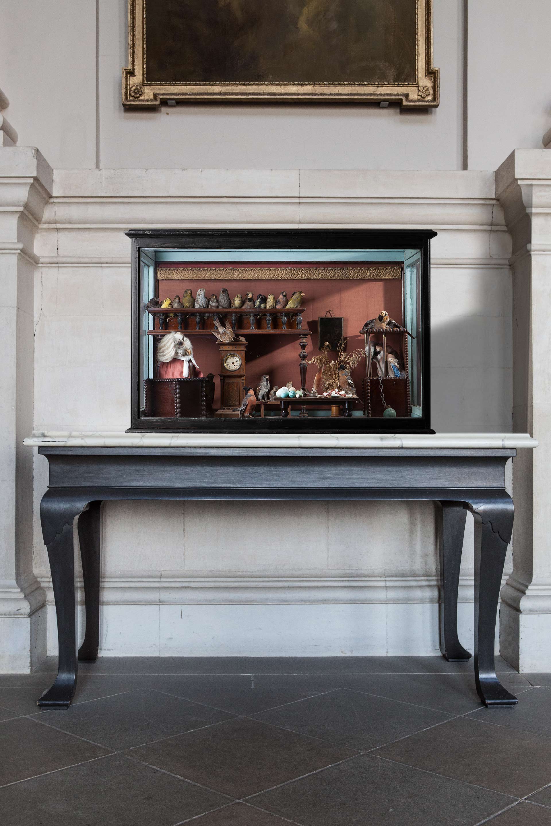 "The Egg Thief" Victorian court room tableaux in the manner of Walter Potter